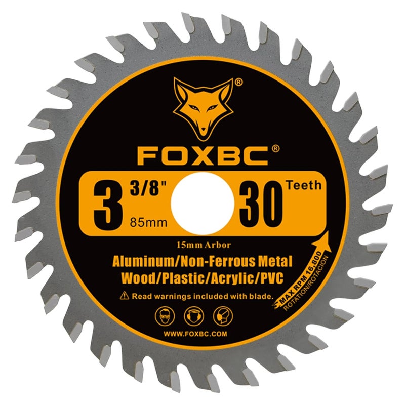FOXBC 3-3/8 Inch Compact Circular Saw Blade Set, 15mm Arbor, Multi-Material Cut for Wood, Plastic, Metal, Tile Cutting - 6 Pack - Image 2